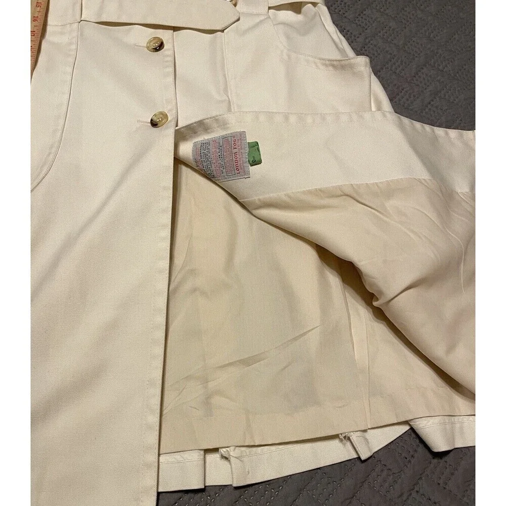 London Fog Off White Maincoat Trench Coat Faux Tortoise Buttons & Buckle - Picture 16 of 16